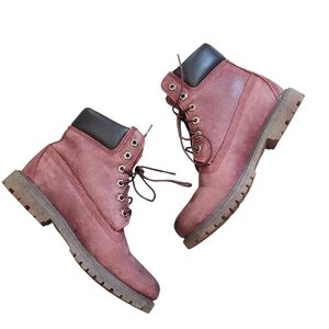 Timberland 6-Inch Premium Leather Burgundy Waterproof Women's Size 8 Boots NEW